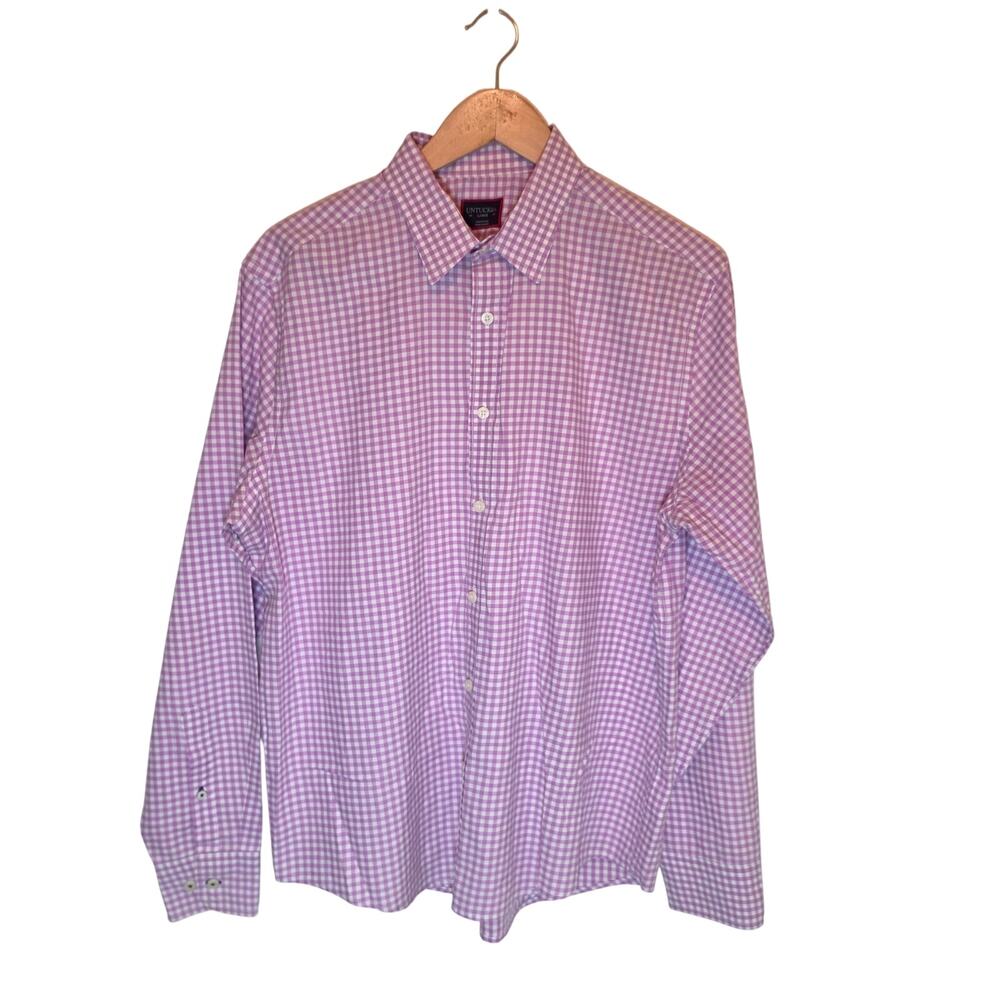 UNTUCKit Men's Large Purple Gingham Button-Down Shirt - Picture 2 of 10